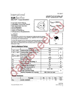 IRFD220PBF datasheet  